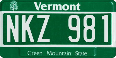 VT license plate NKZ981