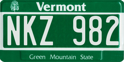 VT license plate NKZ982