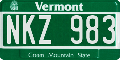 VT license plate NKZ983