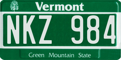 VT license plate NKZ984