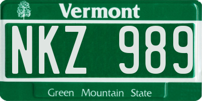 VT license plate NKZ989
