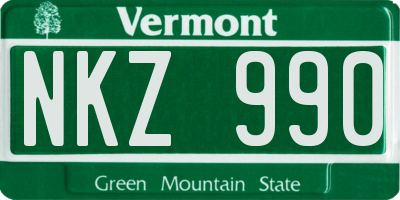 VT license plate NKZ990