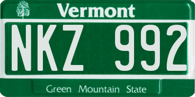 VT license plate NKZ992