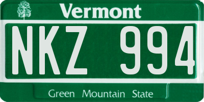 VT license plate NKZ994