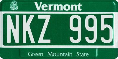 VT license plate NKZ995
