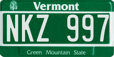 VT license plate NKZ997