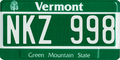 VT license plate NKZ998