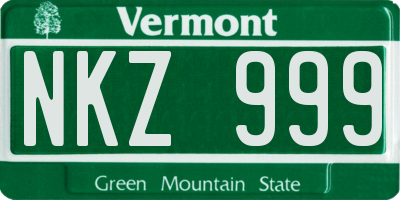 VT license plate NKZ999