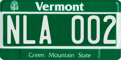 VT license plate NLA002