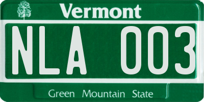 VT license plate NLA003