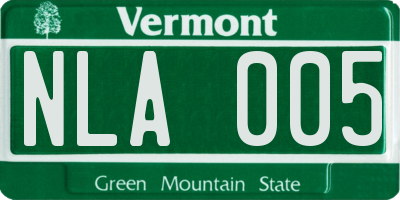 VT license plate NLA005