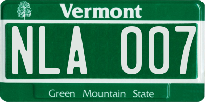 VT license plate NLA007