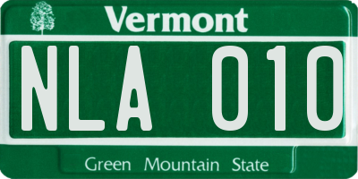 VT license plate NLA010