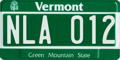 VT license plate NLA012