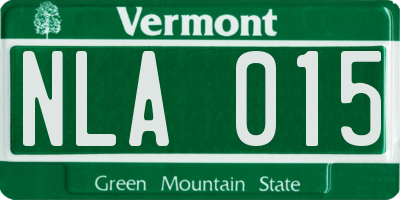 VT license plate NLA015