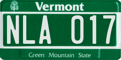 VT license plate NLA017