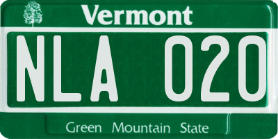 VT license plate NLA020