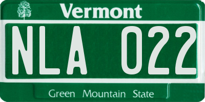 VT license plate NLA022