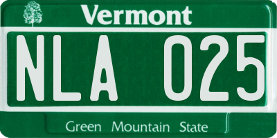VT license plate NLA025