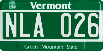 VT license plate NLA026