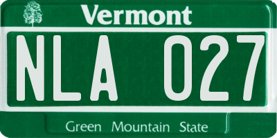 VT license plate NLA027