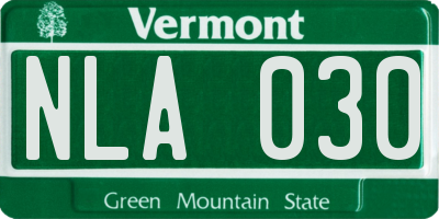 VT license plate NLA030