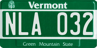 VT license plate NLA032