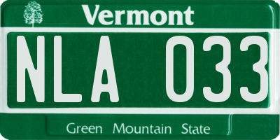 VT license plate NLA033