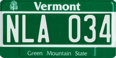 VT license plate NLA034