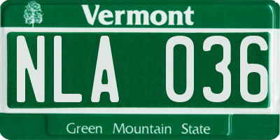 VT license plate NLA036