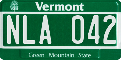 VT license plate NLA042