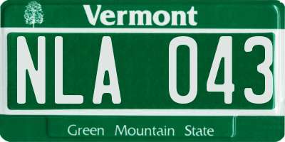 VT license plate NLA043