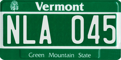 VT license plate NLA045