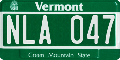 VT license plate NLA047