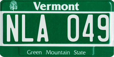 VT license plate NLA049