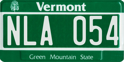 VT license plate NLA054