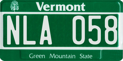 VT license plate NLA058