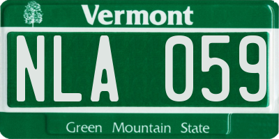 VT license plate NLA059
