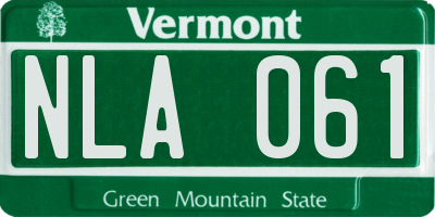 VT license plate NLA061