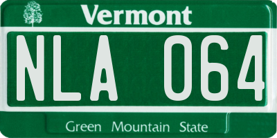 VT license plate NLA064