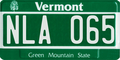 VT license plate NLA065