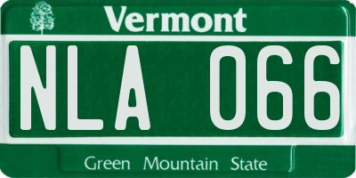 VT license plate NLA066