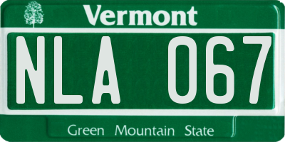 VT license plate NLA067