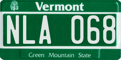 VT license plate NLA068