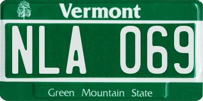 VT license plate NLA069