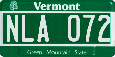 VT license plate NLA072