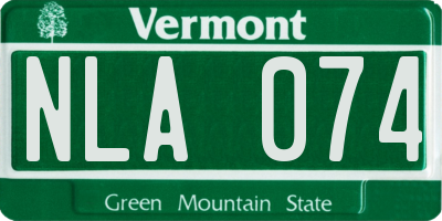 VT license plate NLA074