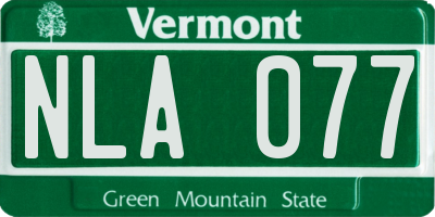 VT license plate NLA077