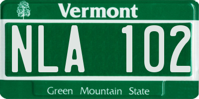 VT license plate NLA102
