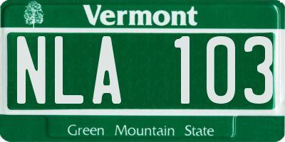 VT license plate NLA103